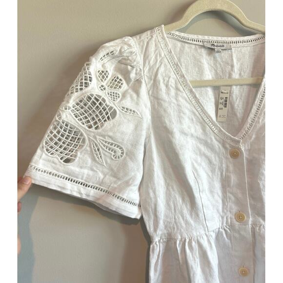 Madewell Cassie Button-Front Midi Dress in Linen White Size XXS - Picture 6 of 10